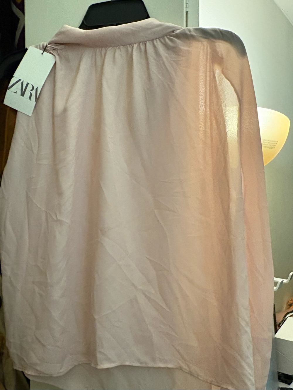 Zara Pale Pink Neck-Tie Blouse